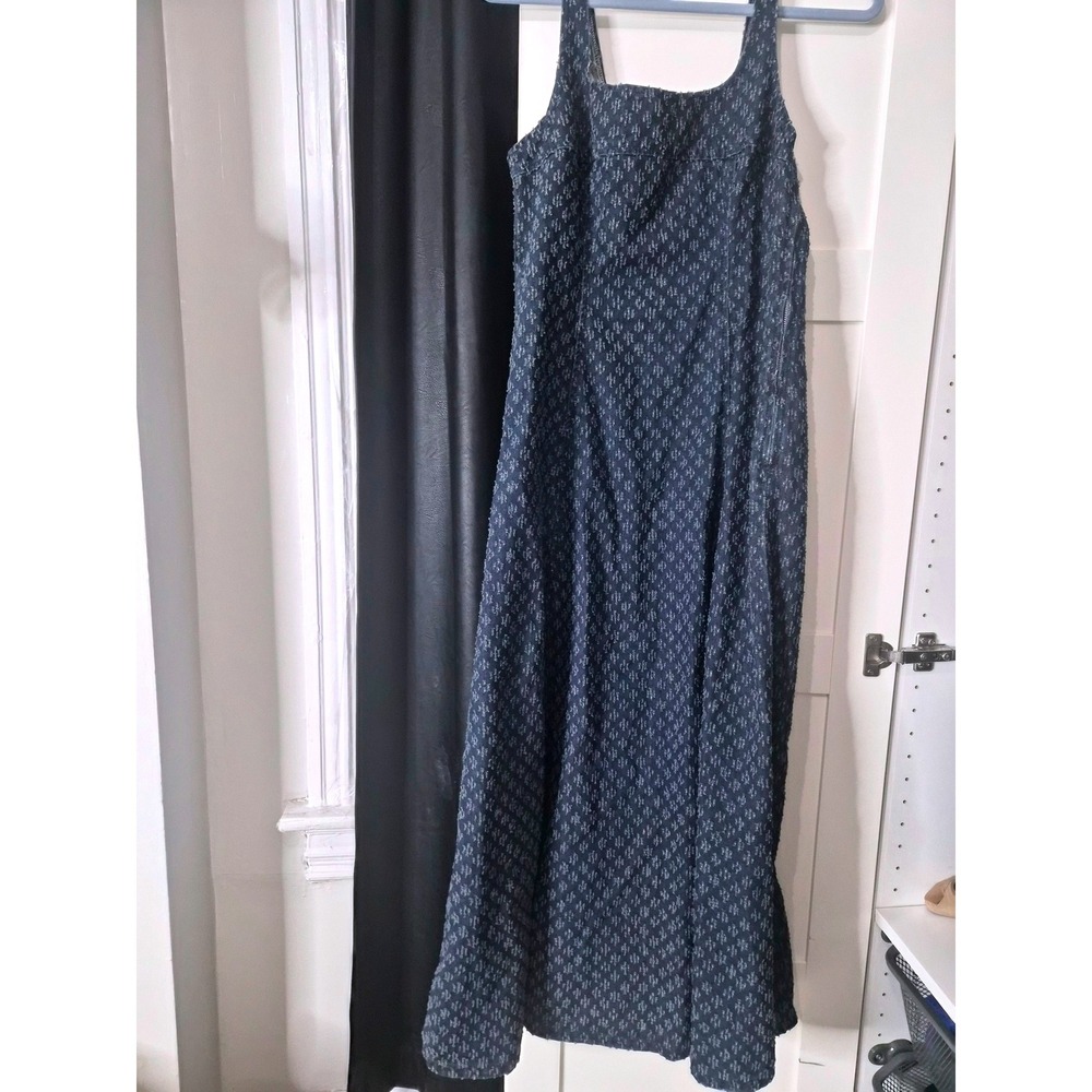 Forever 21 Blue Diamond Pattern Maxi Dress Square Neck Sleeveless Shein X Size M